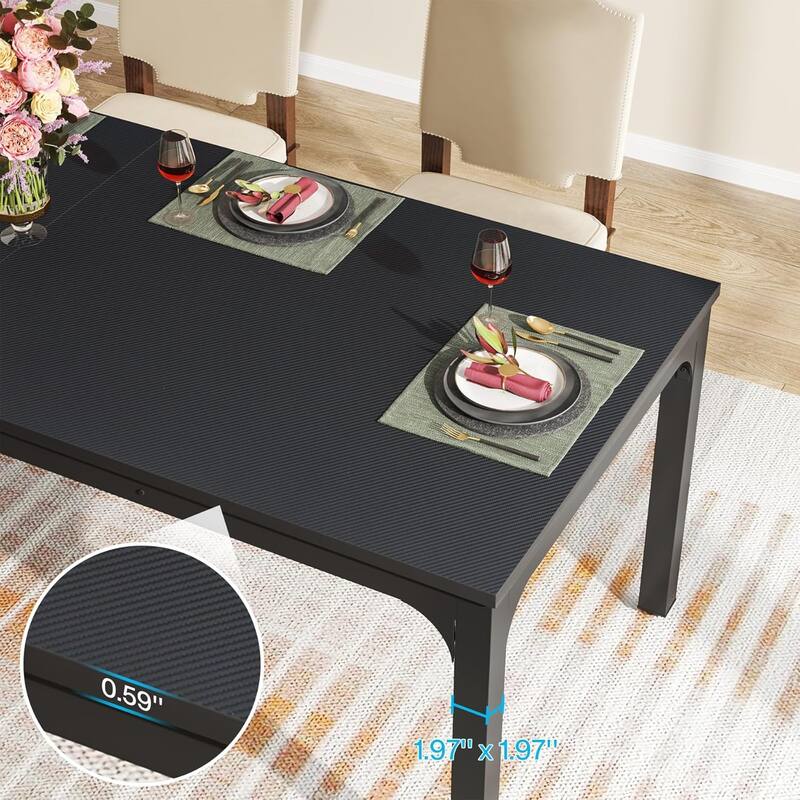 78.7" Rectangle Wood Dining Table, Long Kitchen Table for Living/Dining Room