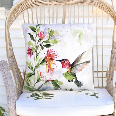 Magnolia Casual Outdoor Pillow Hummer w/Hanging Plant 2 18x18