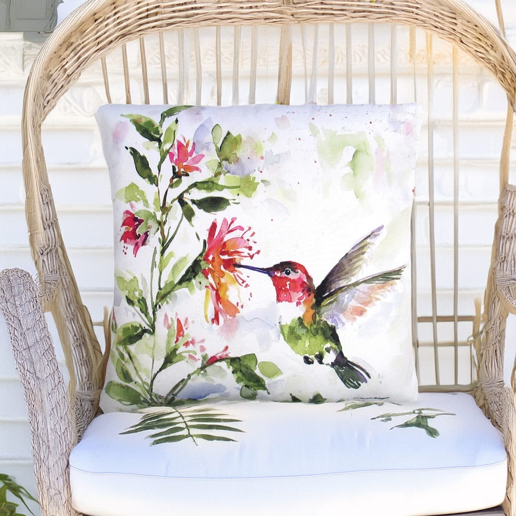 Magnolia Casual Outdoor Pillow Hummer w/Hanging Plant 2 18x18