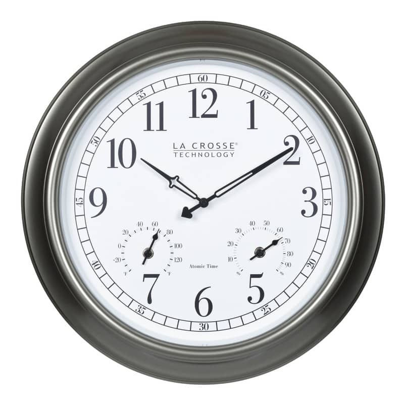 La Crosse 404-00237-INT 18" Atomic Outdoor Temp & Humidity Wall Clock