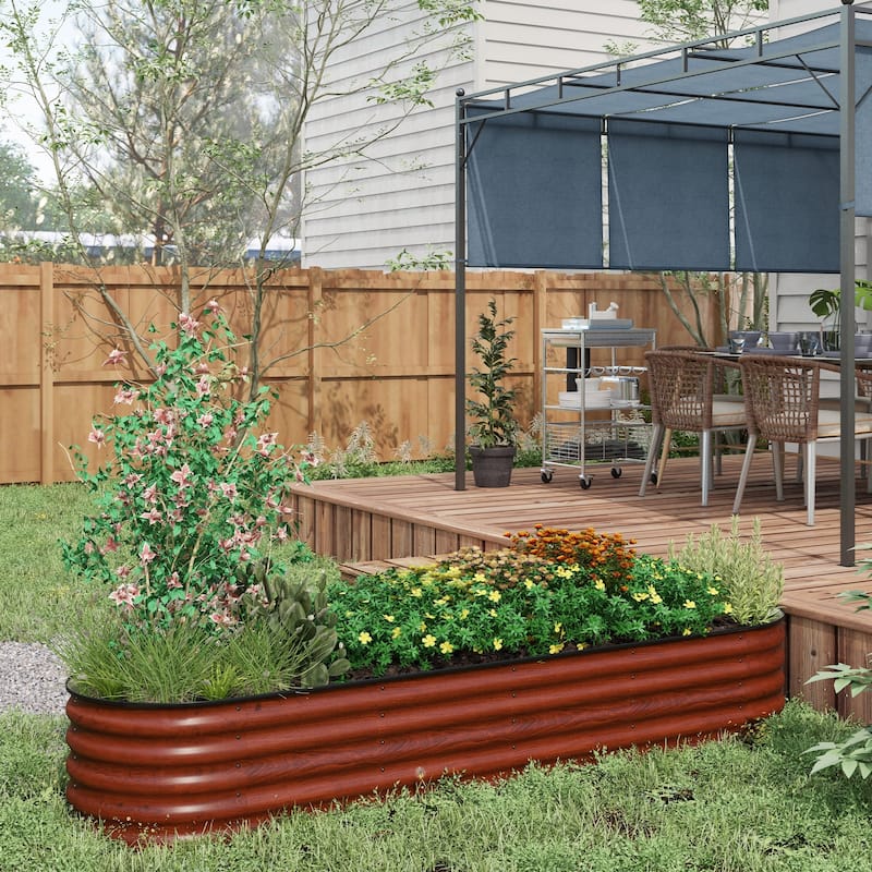 Outsunny 7.9' x 2' x 1.4' Galvanized Raised Garden Bed Kit, Outdoor Metal Elevated Planter Box