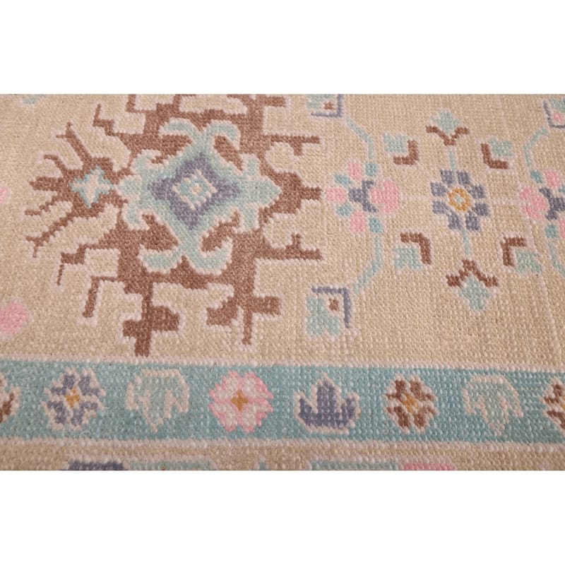 ECARPETGALLERY Hand-knotted Modern Oushak Light Khaki Wool Rug - 8'0 x 9'9