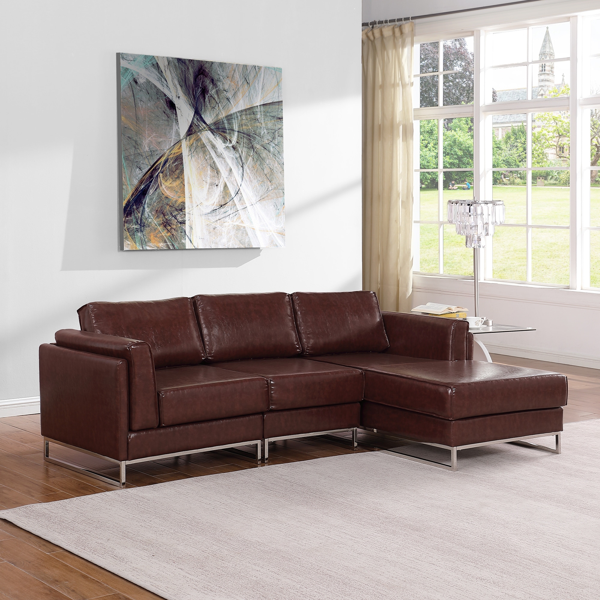 Burgundy sectional leather sofa discount