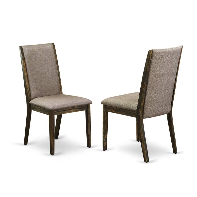 East West Furniture Lancy Parson Chairs - Linen Fabric Padded Dining Chairs, Set of 2, (Finish Options)