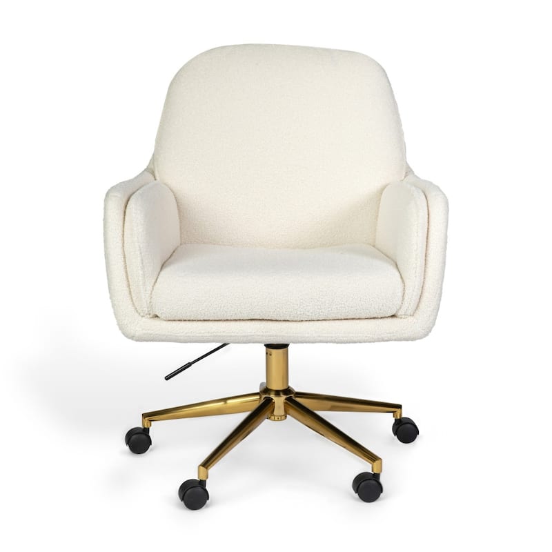 Martha Stewart Upholstered Swivel Home Office Chair with Double Cushions - 26.75"W x 29.25"D x 35" - 38.25"H