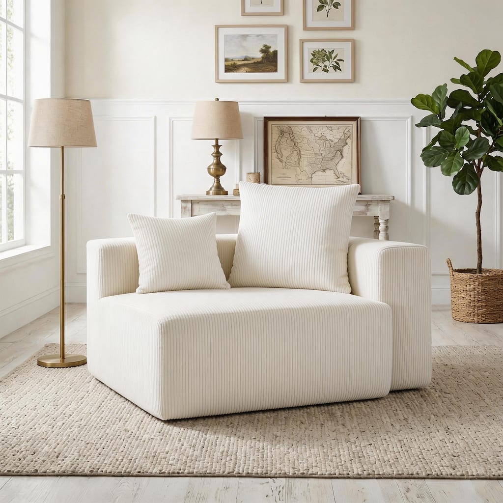 51"W Oversized Modular No Assembly Corduroy Accent Corner Chair