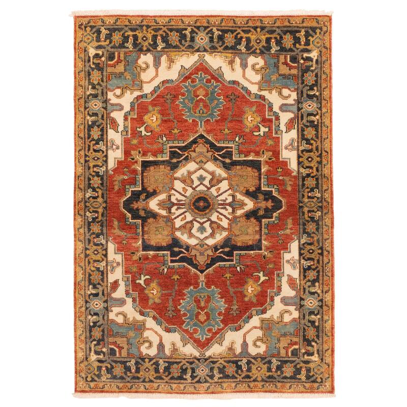 ECARPETGALLERY Hand-knotted Jules Sultane Red Wool Rug - 4'1 x 5'11