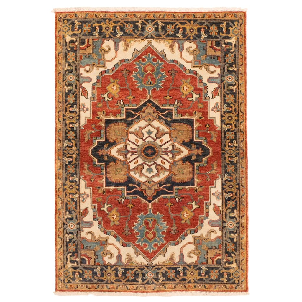 ECARPETGALLERY Hand-knotted Jules Sultane Red Wool Rug - 4'1 x 5'11