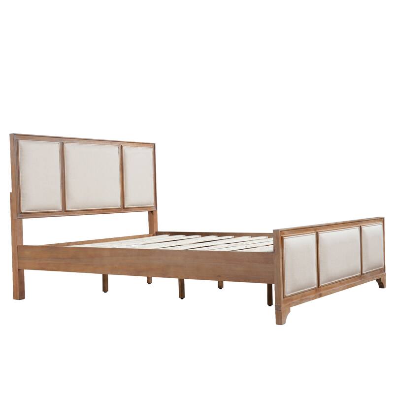 Christopher Knight Home - Hendrix Modern Farmhouse Upholstered Wood Platform Bed with Panel Headboard and Footboard