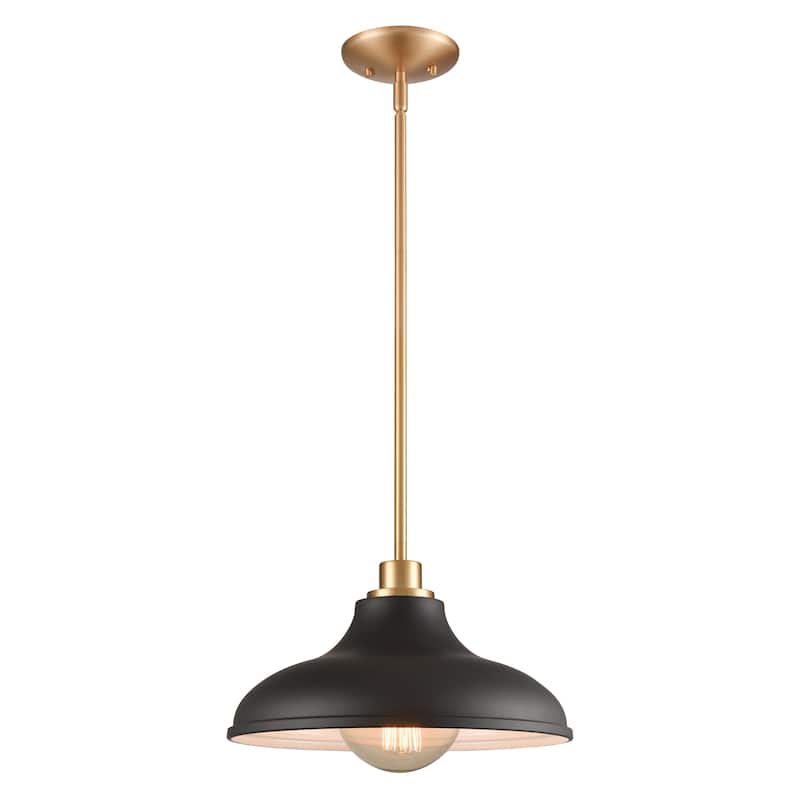 Elk Home Grenville Brushed Gold With Black Metal Shade 1 Light Pendant