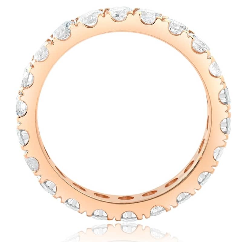2Ct Diamond Eternity Ring 14k Rose Gold U Prong Stackable Wedding Band