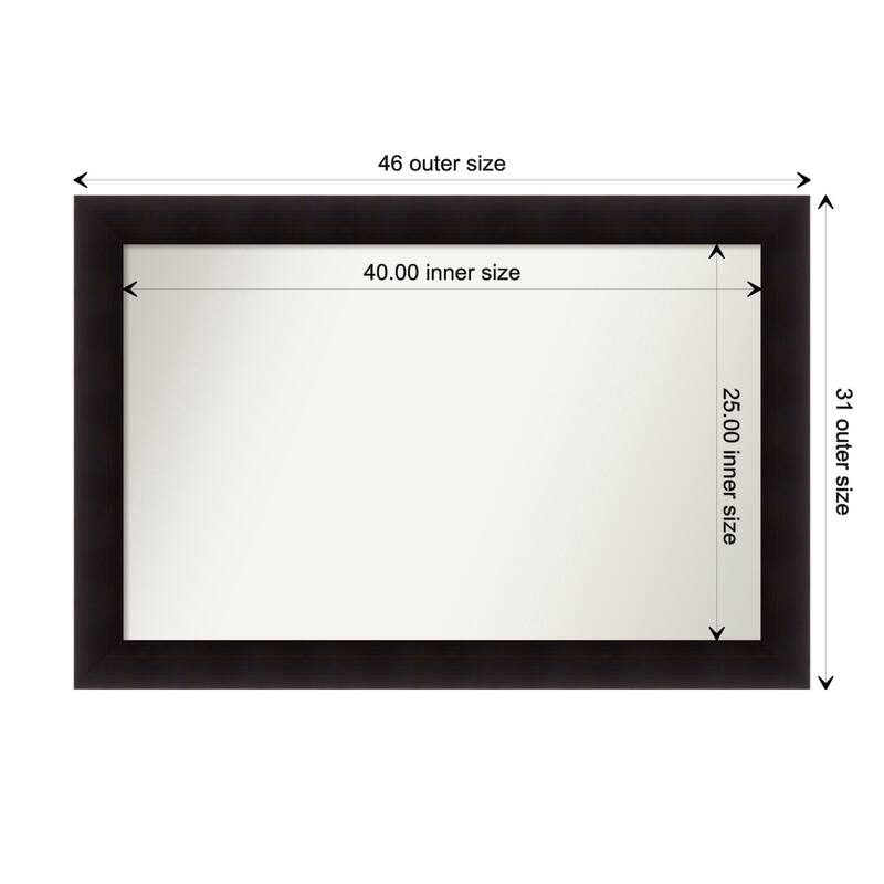 Portico Espresso Framed Non-Beveled Custom Wall Mirror, Bathroom Vanity Mirror - Outer Size: 45.75 x 30.75