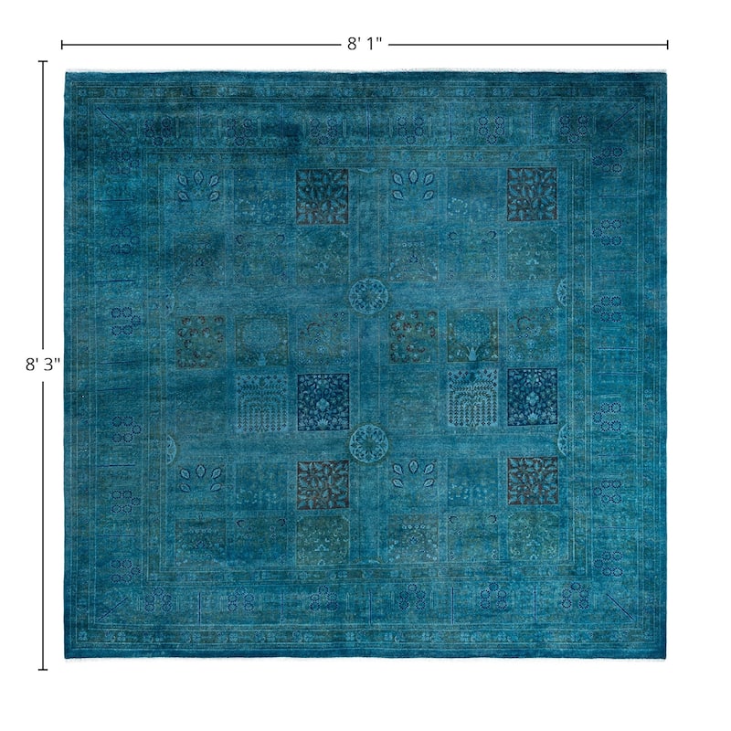 Fine Vibrance One-of-a-Kind Hand-Knotted Area Rug - Blue, 8' 1" x 8' 3" - 8' 1" x 8' 3"