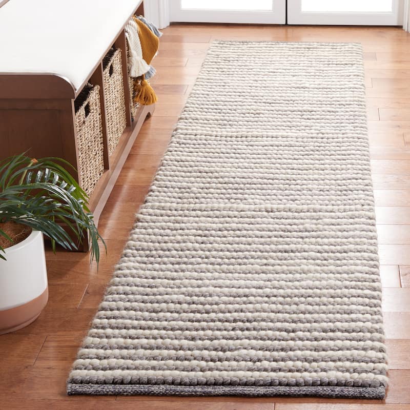 Martha Stewart by SAFAVIEH, Handmade Lisaveta Modern Wool Rug - 2'3" x 9' Runner - Ivory/Dark Brown