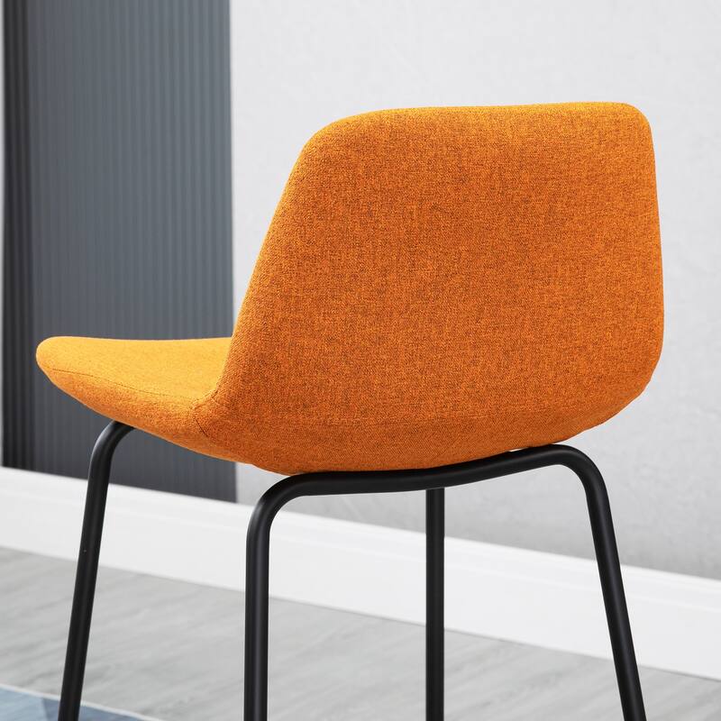 HOMCOM 29.5" Seat Height Bar Stools Set of 2, Upholstered Bar Chairs, Armless Barstools with Back, Steel Legs