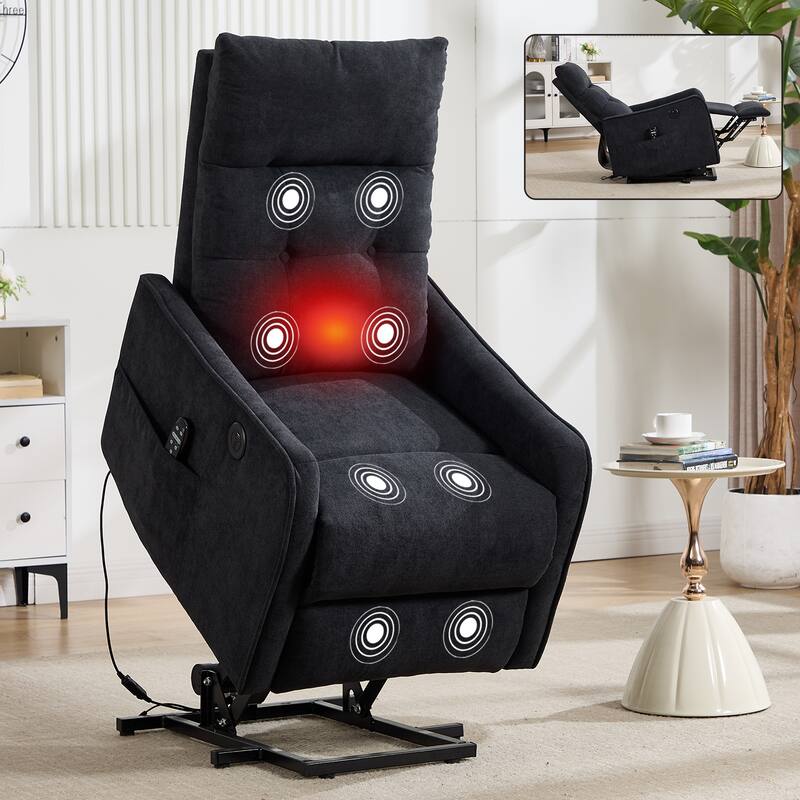 Single Motor Power Lift Recliner with USB Port and 155 Degree Recline