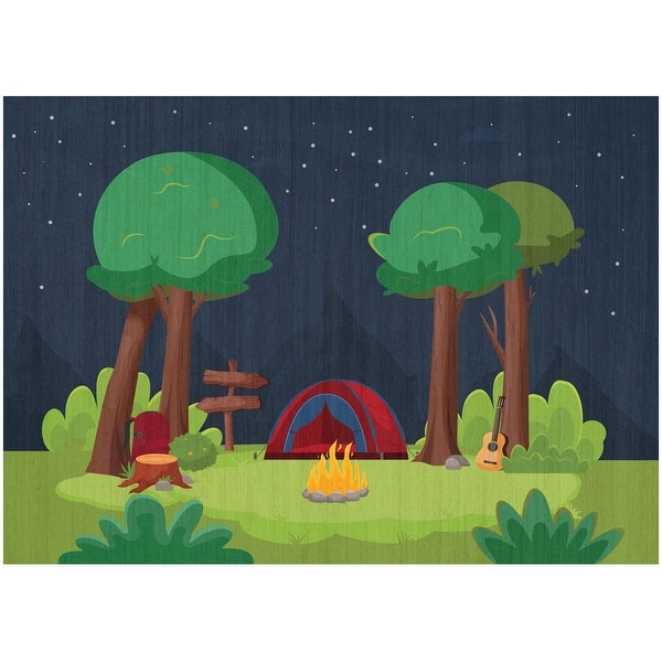 slide 2 of 9, Nourison Imagination Indoor only Blue Camping Site Graphic Area Rug 3'5" x 5' - Navy/Multicolor