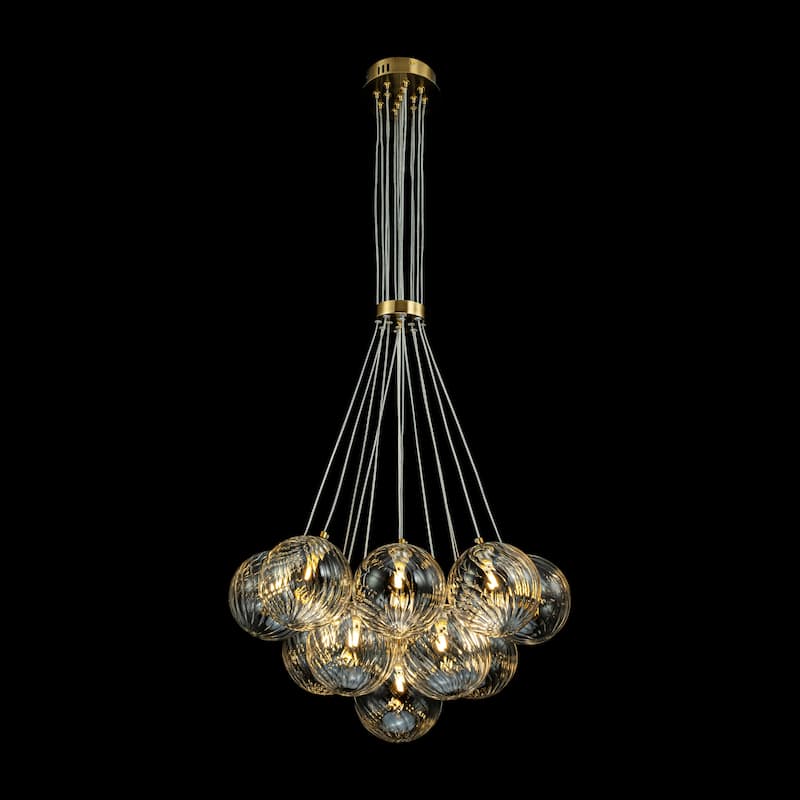 13/ 19-Light Modern Gold Sputnik Cluster Swirled Glass Globe Bubble Chandelier