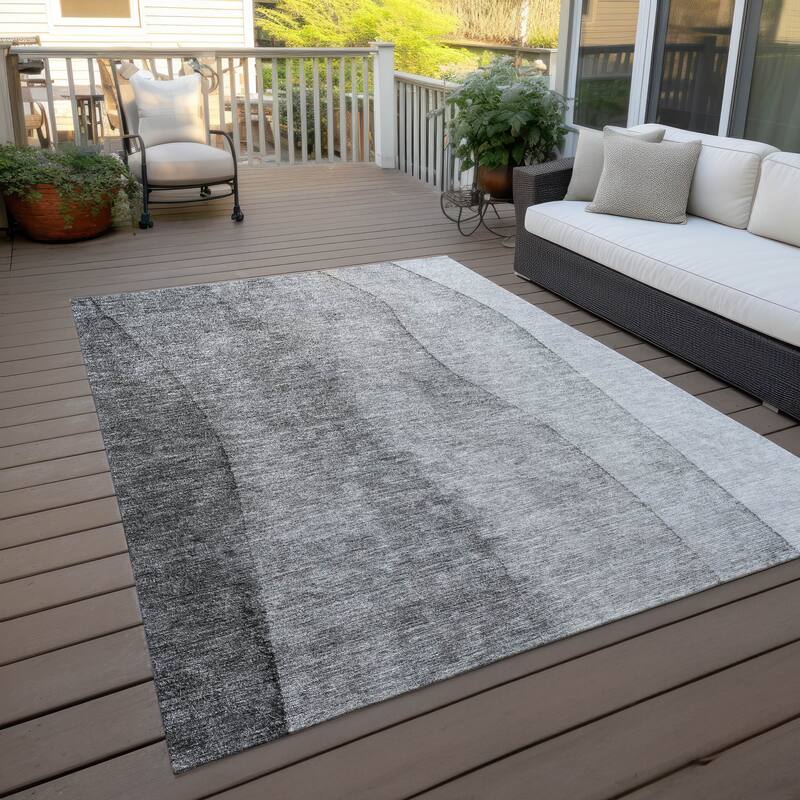 Machine Washable Indoor/ Outdoor Chantille Modern Horizon Rug - Gray - 10' x 14'