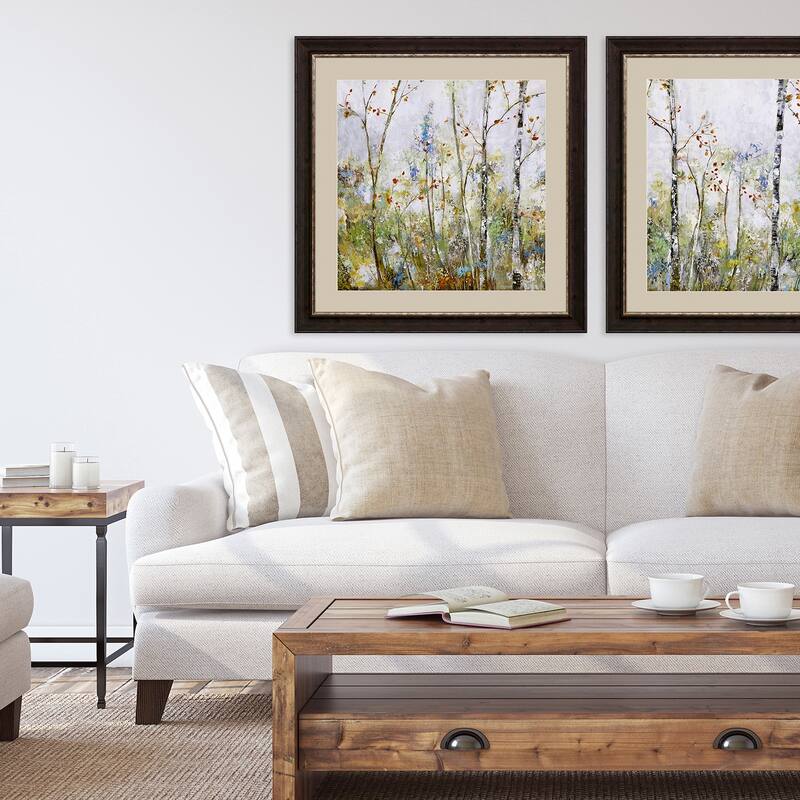 Birch Forest I Framed Art Giclee Under Glass - Green