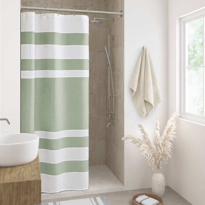 Madison Park Spa Waffle Shower Curtain with 3M Treatment