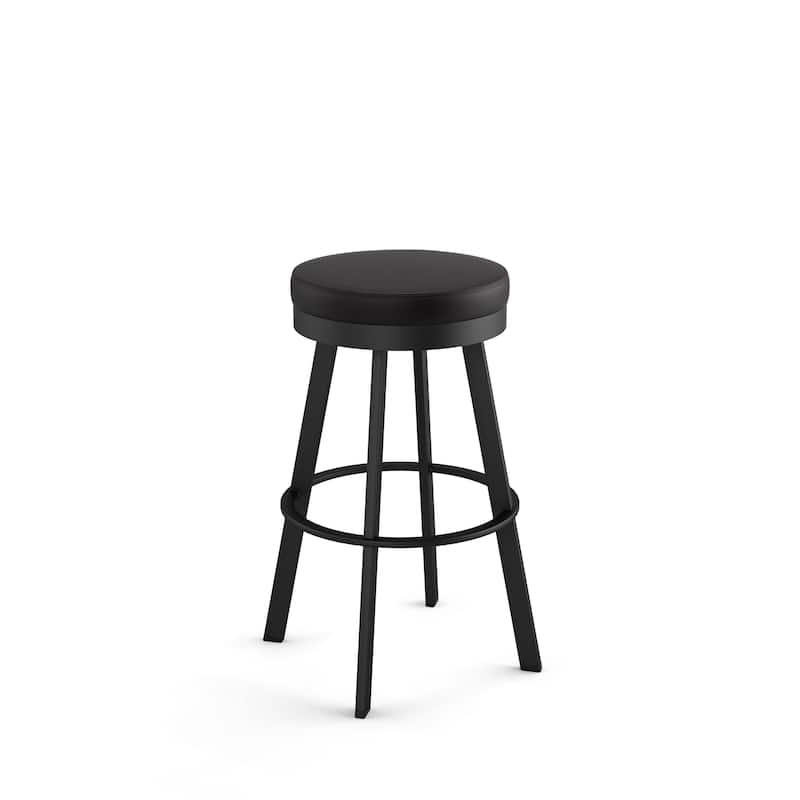 Amisco Swice Swivel Counter Stool - Black Faux Leather / Black Metal