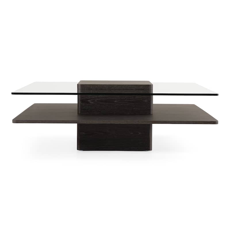 Modrest Clarion Modern Grey Elm & Glass Coffee Table