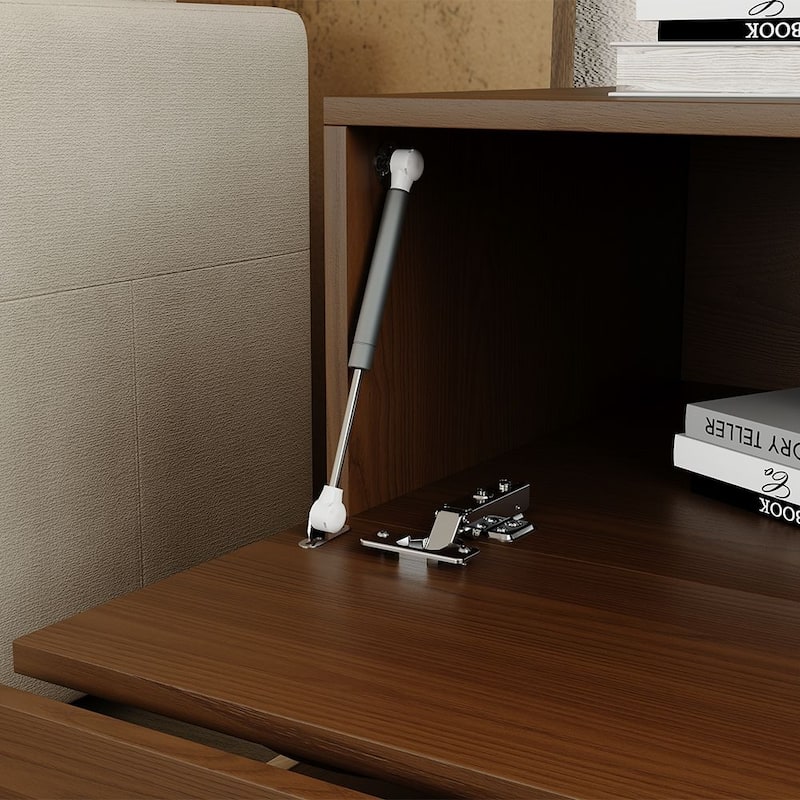 Modern 1-4 Pieces Modular Walnut Color Cabinets,TV Stands with Brown Solid Wood Veneer, Drawers & Caninets