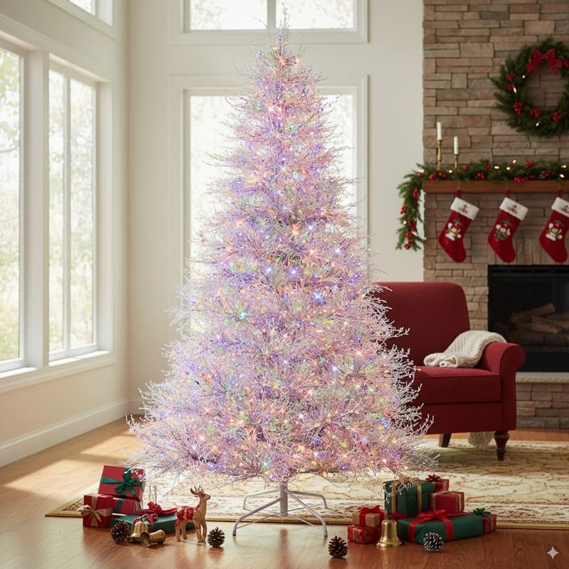 7 FT Artificial Christmas Tree with 400 Lights Stepless Dimming, 3 Color Modes,