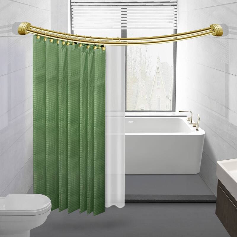 Utopia Alley Rustproof Wall Mounted Aluminum Double Curved Shower Curtain Rod, Screw Mount Rod, Adjustable Rod from 45" to 72"