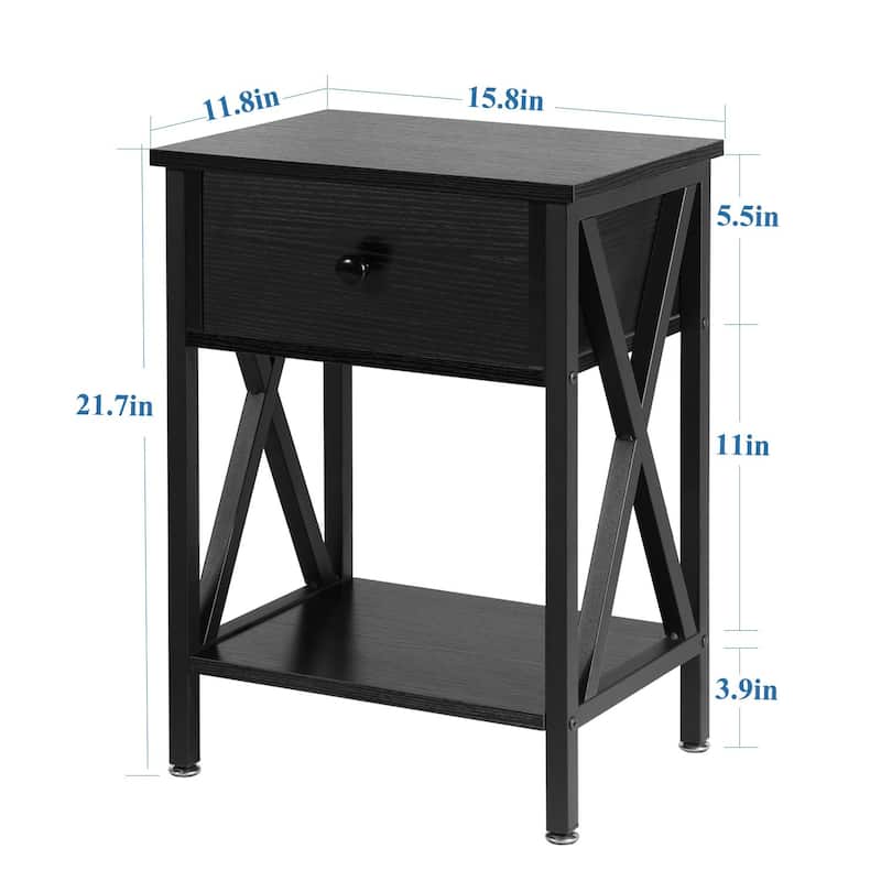 VECELO Modern Nightstands Set of 2 with 1- Drawer End Table Side Table
