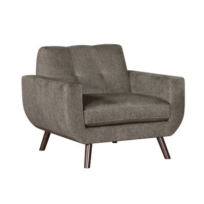 Jany Accent Chair, Tufted Brown Textured Microfiber, Walnut Tone
