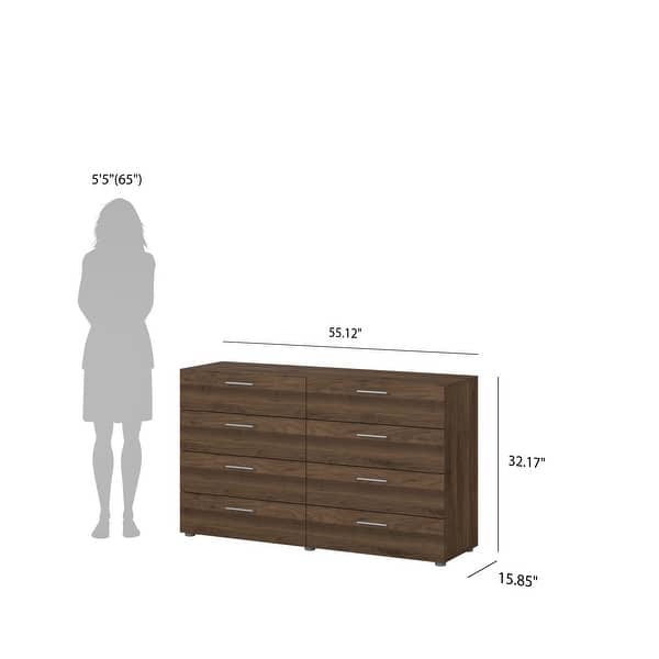 dimension image slide 8 of 12, Porch & Den Angus Space-saving 8-Drawer Double Dresser