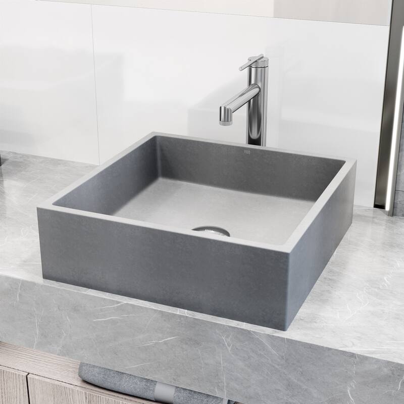 Vigo VG04068 Alhambra Gothic 15" L x 15" W x 5" H Square Concrete