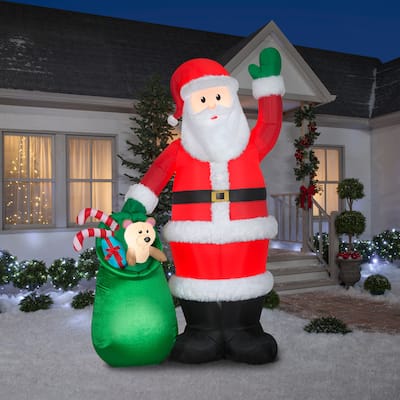 Gemmy Christmas Inflatable Luxe Santa with Toy Bag, 9 ft Tall
