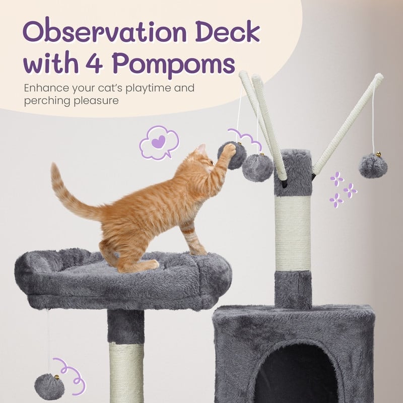 57 inch Cat Tree Cat Tower for Indoor Cats Dark Grey