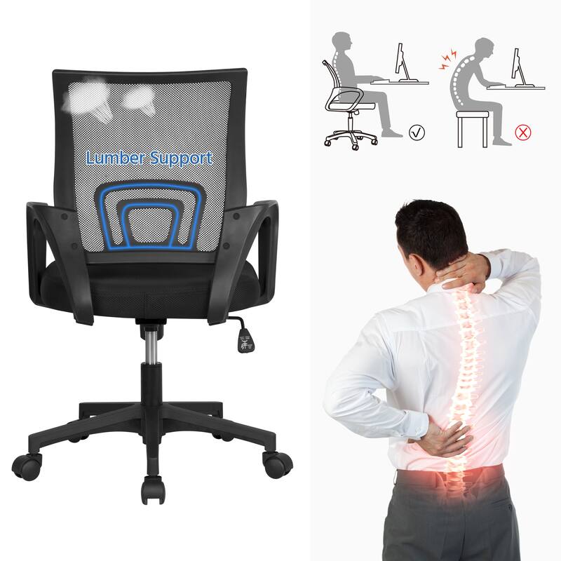 Yaheetech Adjustable Ergonomic Office Chair MidBack Mesh Swivel Chair