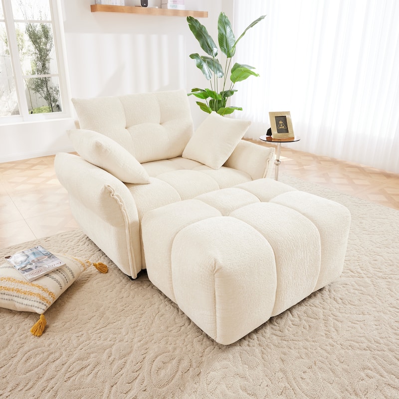 Comfortable Modern Single Seater Sofa with Ottoman for Various Rooms