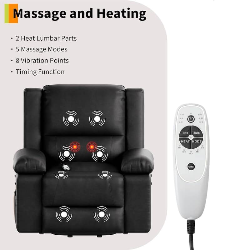 43.4" Heat and Massage Electric Power Lift Recliner Sofa Chair