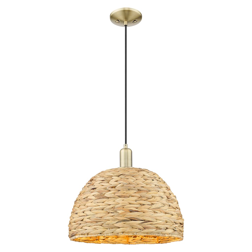 Innovations Lighting Endless Possibilities Arcadia - Woven Rattan - 1 Light 16" Cord Hung Mini Pendant