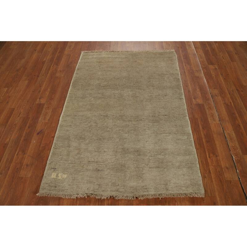 Contemporary Gabbeh Accent Rug Handmade Oriental Wool Carpet - 3'4"x 4'10"
