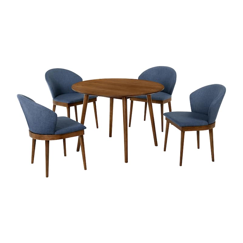 Arcadia and Juno 42" Round Wood 5 Piece Dining Set