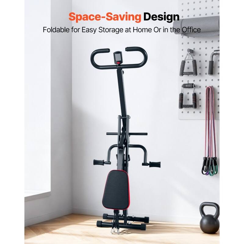 Black Steel Deep Squat Training Machine with Adjustable Seat and Resistance Bands - 35.4 x 22.8 x 44.1 in