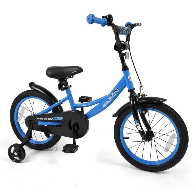 Costway 14" Kids Bike with Removable Training Wheels Adjustable Seat & - See Details - 16"-Navy