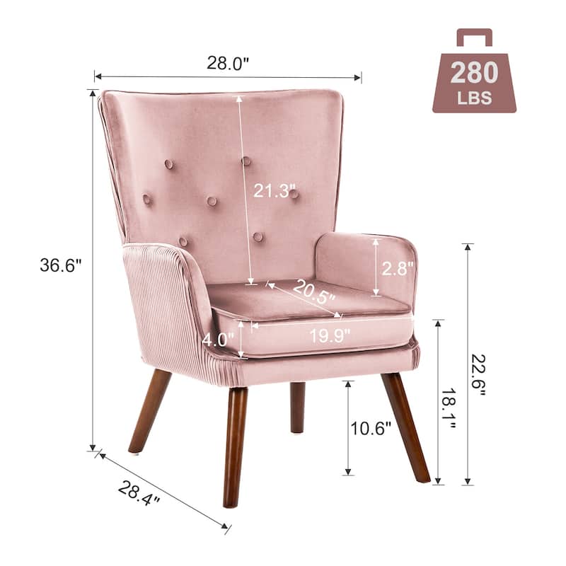Velvet Upholstered Accent Chair Armchair for Living Room