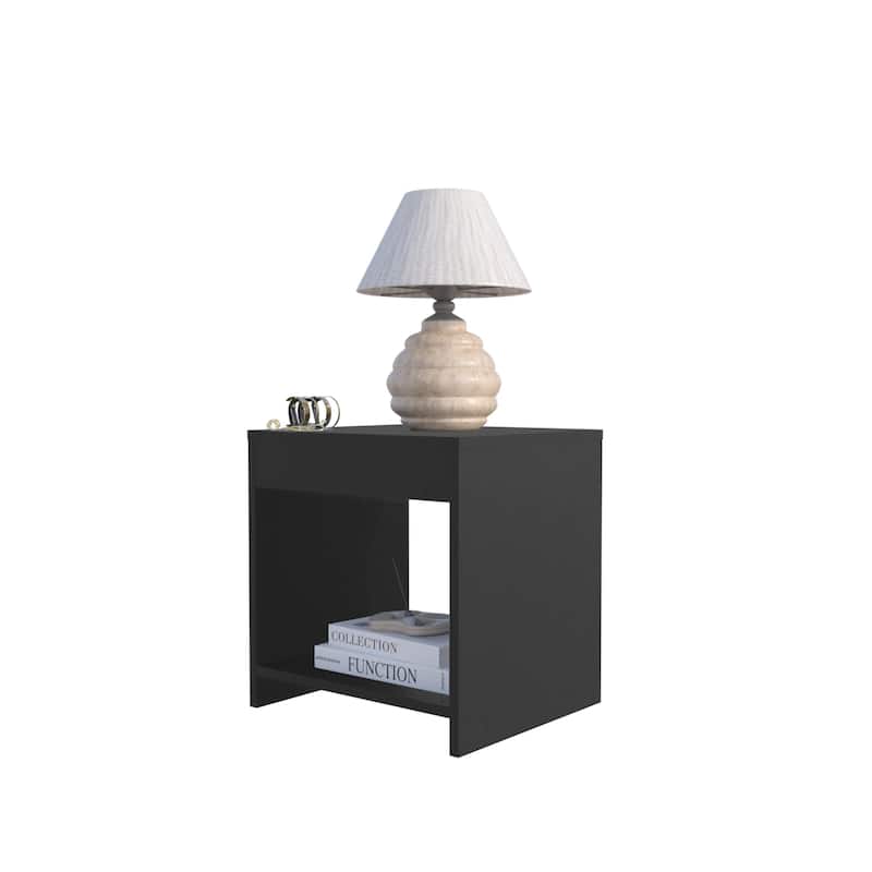 Wenge Nightstand with Open Storage for Books and Décor