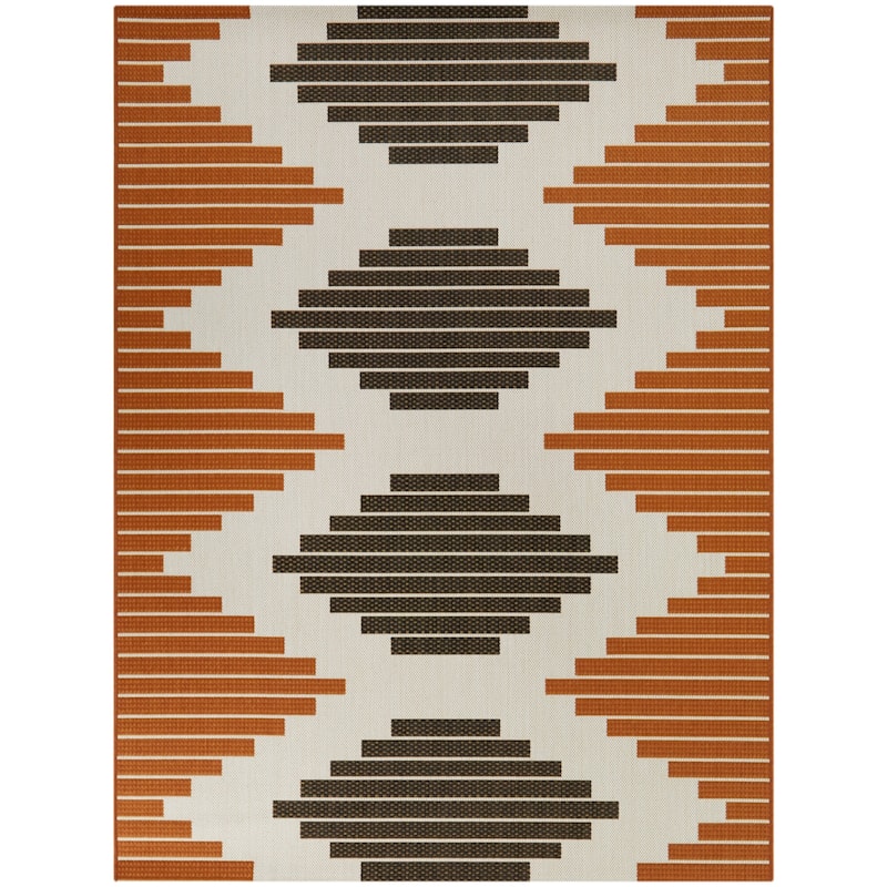 Barone Striped Trellis Indoor/Outdoor Area Rug