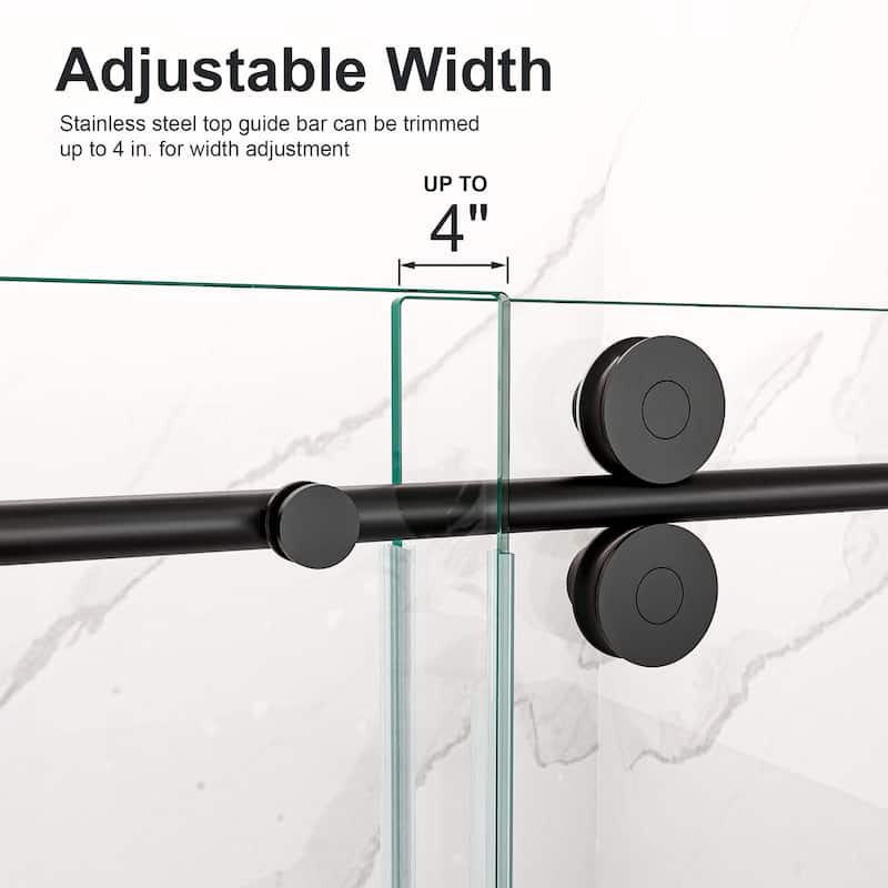 Frameless Clear Tempered Glass Single Sliding Shower Door with 5/16" Thick
