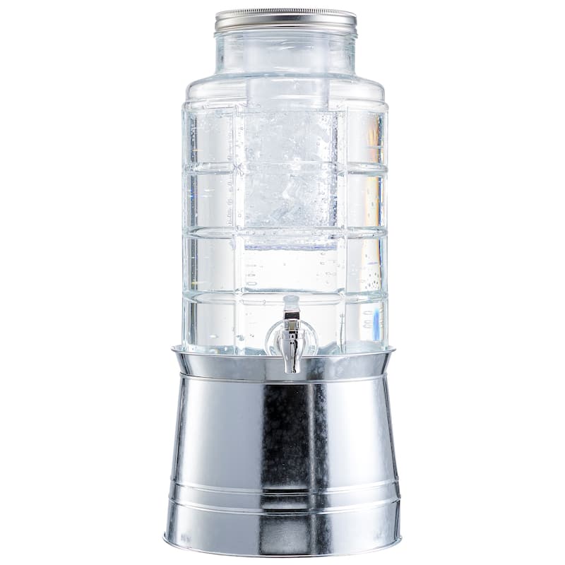 Patchwork Beverage Dispenser With Ice Insert, Fruit Infuser