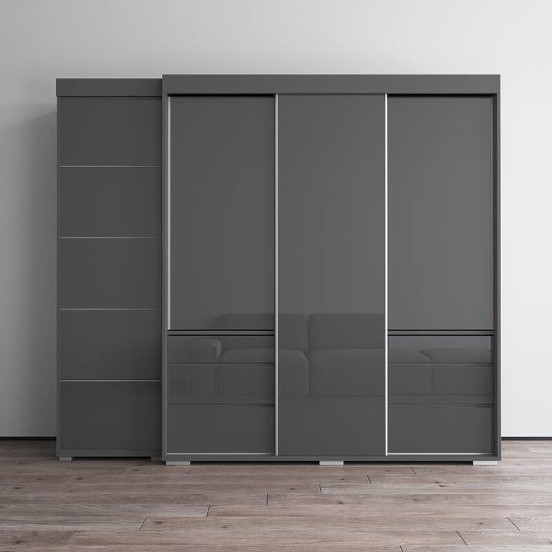 Monaco 3D-EX Wardrobe - Grey